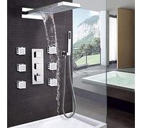 ZUOZUIYQ Shower Set Wall Mount Thermostatic Bathroom Rain Waterfall Shower Faucets Chrome Shower Set Bathtub Shower Mixer Faucet Tap,Sprinkler Beauty Comes