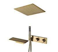 ZUOZUIYQ Shower System ConceaThermostatic Shower Faucet Set Brushed Anti Scald Shower Set with Hand Shower and Rainfall Shower Head Advanced Air Injection Technology Ceiling Mounte Beauty Comes