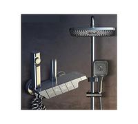 ZUOZUIYQ Shower System Grey Digital Display Thermostatic Shower Faucet Set Brass Rainfall Bathtub Tap for Bathroom Mixer with Shelf Hydropower Color : 1, Size : Grey No Display,Sprinkler Beauty Comes