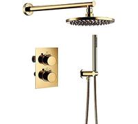 ZUOZUIYQ Solid Brass Shower Set Intelligent Thermostatic Faucet Mixing Valve Bathroom Bathroom Faucet 10 inch,Sprinkler Beauty Comes