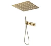 ZUOZUIYQ Système de Douche thermostatique, Ensemble de Douche dissimulé de 12/16 Pouces, Ensemble de mélangeur de Douche à Effet de Pluie au Plafond, Ensembles de robinets de Douche complets