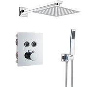 ZUOZUIYQ Thermostatic Bathroom Shower Faucet Rainfall Shower Head Wall Mounted Bathtub Mixer Tap Bath Shower Set Wall Chrome-2-Way-16-inch Wall,2-Way-8-inch Wall Beauty Comes