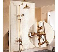 ZUOZUIYQ Vintage Style Shower Set Faucet Bathroom Antique Brass Mixer Tap 8 inch Shower Head Solid Brass Single Handle Wall Mounted,Sprinkler Beauty Comes