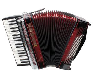 Zupan Accordeon Rouge 72 Boutons Basse 34 Touches 5+1 Registre Étui Sangle
