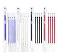 ZUPAYIPA Lot de 4 stylos effaçables à la chaleur avec 20 recharges pour matelassage, couture, tissus, couture de tissus, craies de tailleur