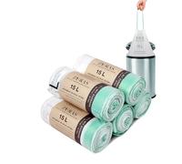 ZURAS® 15 litres Sacs à déchets biologiques avec cordon de serrage 150 pcs. Sacs poubelle compostables et biodégradables, résistants à la déchirure et étanches à l'eau