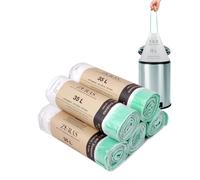 ZURAS® 35 litres Sacs à déchets biologiques avec cordon de serrage 100 pcs. Sacs poubelle compostables et biodégradables, résistants à la déchirure et étanches à l'eau
