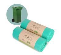 ZURAS® Lot de 20 sacs poubelle biologiques de 240 l - Compostables et biodégradables à base de plantes - Certifiés et testés selon la norme DIN EN 13432 - Indéchirables et imperméables