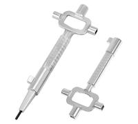 Zurcrelzaw 2 Pièces Clef Passe Partout Universelles, en Alliage de Zinc, avec Échelle de Mesure Clé de Chantier, pour Serrures à Mortaiser, Clé D'armoire Électrique, Décapsuleur (Argent) (Argent)