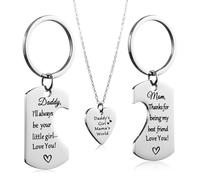 Zuremid Collier avec pendentif assorti pour fille, papa, maman, sœur, cadeau de Noël ou d'anniversaire, Métal, Pas de gemme