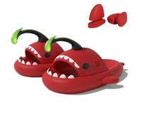 Zureto Angler Fish Shark Slides, Cloud AnglerFish Slides, Original Shark Sandales Super Soft Glow In The Dark, rouge, 38/39 EU