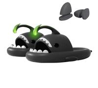 Zureto Angler Fish Shark Slides, Cloud AnglerFish Slides, Original Shark Sandales Super Soft Glow In The Dark, Noir , 44/45 EU