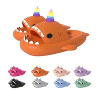 Zureto Chaussons Licorne Requin, 2024 Nouvelles Pantoufles Requin Lumineuses dans l’Obscurité, Sandales Confortables en Matériau EVA Super Doux, Orange, 44/45 EU