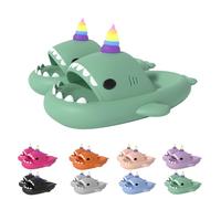 Zureto Claquettes Unicorn Shark, 2024 New Shark Slippers Glow in the Dark, Super Soft EVA Material Confortables Sandals, Vert clair, 44/45 EU