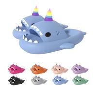 Zureto Claquettes Unicorn Shark, 2024 New Shark Slippers Glow in the Dark, Super Soft EVA Material Confortables Sandals, bleu, 38/39 EU