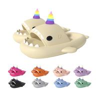 Zureto Claquettes Unicorn Shark, 2024 New Shark Slippers Glow in the Dark, Super Soft EVA Material Confortables Sandals, beige, 40/41 EU