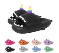 Zureto Claquettes Unicorn Shark, 2024 New Shark Slippers Glow in the Dark, Super Soft EVA Material Confortables Sandals, Noir , 44/45 EU