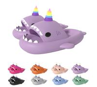 Zureto Claquettes Unicorn Shark, 2024 New Shark Slippers Glow in the Dark, Super Soft EVA Material Confortables Sandals, pourpre, 40/41 EU
