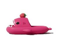 Zureto Kawaii Shark Slides Sandales d'été antidérapantes avec bout ouvert, Rouge fraise, 38/39 EU