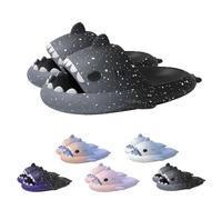 Zureto Pantoufles de requin tachetées avec ciel étoilé - Chaussons de requin avec nuages - Unisexe, Noir gris., 46/47 EU