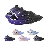 Zureto Pantoufles de requin tachetées avec ciel étoilé - Chaussons de requin avec nuages - Unisexe, Violet/noir, 40/41 EU