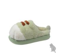 Zureto Pantoufles en forme de pattes de chat pour femmes, pantoufles pour l'intérieur et l'extérieur, mignonnes pantoufles 3D animées en forme de pattes de chat, vert, 36/37 EU