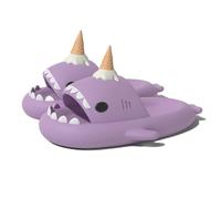 Zureto Pantoufles en forme de requin à la crème glacée, Pantoufles en forme de requin avec nageoires 3D amusantes à la crème glacée, Sandales requin à nuages unisexes, pourpre, 46/47 EU