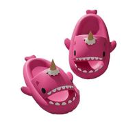 Zureto Pantoufles en forme de requin à la crème glacée, Pantoufles requin avec nageoires 3D amusantes en crème glacée, Sandales requin nuage unisexes, Rouge chiné, 36/37 EU