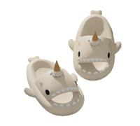 Zureto Pantoufles en forme de requin à la crème glacée, Pantoufles requin avec nageoires 3D amusantes en crème glacée, Sandales requin nuage unisexes, beige, 42/43 EU