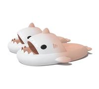Zureto Sharky Chanclas Kids, toboggan de requin pour enfants, pantoufles pour intérieur et extérieur, pantoufles de plage, Blanc/rose, 34/35 EU