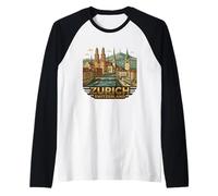 Zurich Suisse Souvenir de Voyage Paysage Urbain rétro Graphi Manche Raglan
