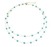 Zurlcdye Collier ras du cou turquoise pour femme - Chaîne bohème superposée avec perles vertes occidentales, Pas de gemme