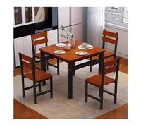 ZUROJ Ensemble de 5 pièces avec table de salle à manger carrée moderne et 4 chaises sans accoudoirs avec cadre en métal pour cuisine, salle à manger, coin petit-déjeuner (noir, marron)