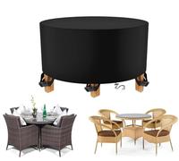 ZUROJ Ronde Housse de Meubles de Jardin Ø 65 x 65 cm Housse De Meubles De Patio, 420D Oxford Bâche Table De Jardin Imperméable, Coupe-Vent, Anti-UV, Housse Protection Table De Jardin Exterieur