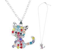 Zuroki Collier argent pendentif chat, Colliers chat mignon colliers pour filles, colliers pendentif chat cadeaux d'anniversaire cadeaux Saint Valentin pour enfants filles femmes