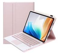 ZURSANA BNS étui clavier Bluetooth pour Oppo Pad Air 2, couverture Touchpad amovible, coque mince en cuir TPU avec Stand-Rose