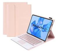 ZURSANA BNS1 étui clavier Bluetooth pour Huawei MatePad Pro 11 2022/2024, couverture tactile amovible, coque mince en cuir TPU avec Stand-Rose G