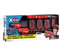 ZURU XSHOT Cible interactive & Fury 4 Pack de 2, Blaster à fléchettes
