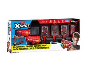 ZURU XSHOT Cible interactive & Fury 4 Pack de 2, Blaster à fléchettes