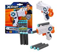 ZURU - XSHOT - Micro - Pistolet à flèches 1 Coup - 8 FLECHES en Mousse - Tire jusqu'à 24 m - 3613TQ1