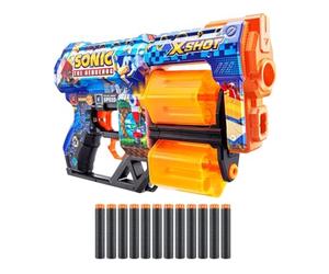 ZURU - XSHOT - Skins - Dread Sonic The Hedgehog - Pistolet Flèches Mousse - Livré avec 12 flèches - Tire Jusqu’à 27 mètres - 36583-22