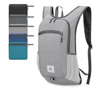 Zusentee Sac à Dos Pliable Ultra Léger,16L Sac à Dos Voyage Imperméable Sac de Randonnée Pliable, Petit Sac à Dos Femme Homme, Sac à Dos pour Voyage Camping en Plein air Escalade Cyclisme, Gris Clair