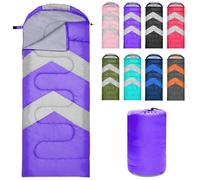Zusentee Sacs de Couchage pour Adultes Enfant 3-4 Saisons, Imperméable Enveloppants Sacs de Couchage de Damping pour Camping Léger, Randonnée, Compact Sleeping Bag, Pourpre
