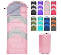 Zusentee Sacs de Couchage pour Adultes Enfant 3-4 Saisons, Imperméable Enveloppants Sacs de Couchage de Damping pour Camping Léger, Randonnée, Compact Sleeping Bag, Rose Gris