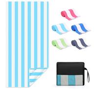 Zusentee Serviette de Plage Grande 180×90 cm, Serviette de Plage en Microfibre, sans Sable et à Séchage Rapide, Douce et Légère, Adaptée pour la Plage, Les Voyages, Le Yoga et Plus Encore, Bleu Clair