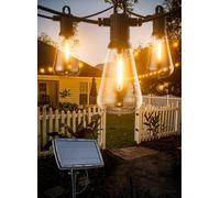 Zuske 15M Guirlande Solaire Extérieur, 25+2 ST38 LED Ampoules Guirlande Lumineuse Extérieure, 5 Modes, IP65 Guirlande Guinguette Solaire pour Patio, Jardin, Partie, Anniversaire, Mariage