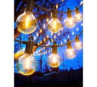 Zuske Guirlande Lumineuse Exterieure, 15M LED Guirlande Guinguette Extérieur avec 25+2 Ampoules G40 en Plastique, IP65 Étanche pour Jardin Patio Fête Mariage Terrasse Pergola Bistro -Blanc Chaud