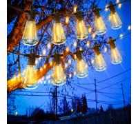Zuske Guirlande Lumineuse Exterieure, 7.6M LED Guirlande Guinguette Extérieur avec 12+1 Ampoules ST38 en Plastique, IP65 Étanche pour Jardin Patio Fête Mariage Terrasse Pergola Bistro - Blanc Chaud