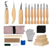 ZUSUZU 25PCS Set d'outils de sculpture sur bois,Ensemble d'outils de sculpture avec Gants Résistants aux Coupures, Manche et Pierre à Aiguiser, Pour les Débutants et les Professionnels