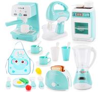 ZUSUZU Accessoire Cuisine Enfant,Cuisine Electroménager Enfant,Jeu de Rôle Comprenant Une Cafetière,Un Presse-Agrumes,Un Mixeur,Un Grille-Pain et d'autres Accessoires Cuisines,Dinette Enfants 3 Ans
